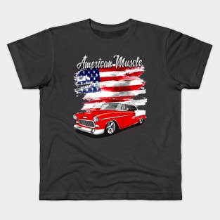 1955 Gypsy Red Chevy Bel Air American Muscle Print Kids T-Shirt